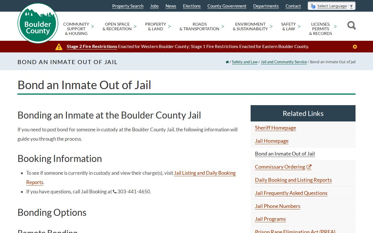 Boulder County warrant bond payment routes