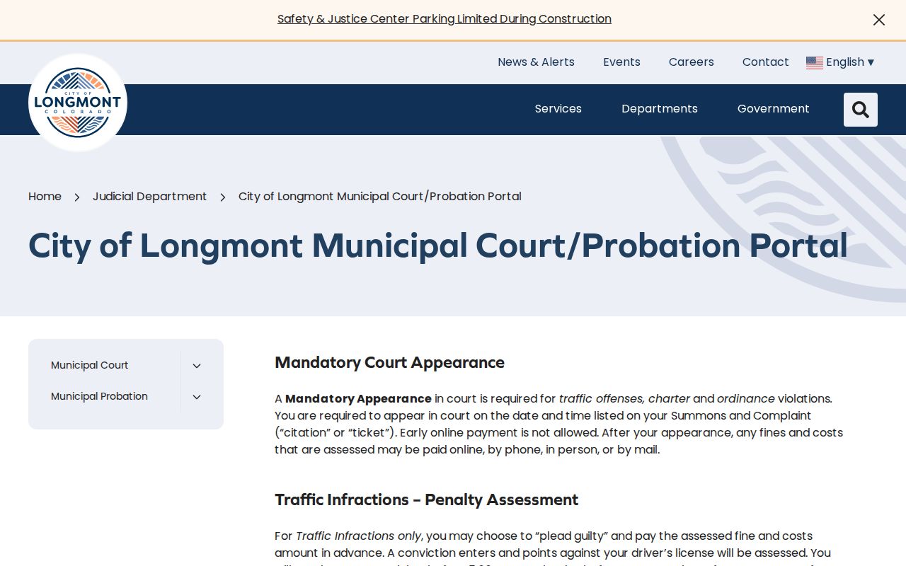 Boulder County bench warrant Longmont court portal