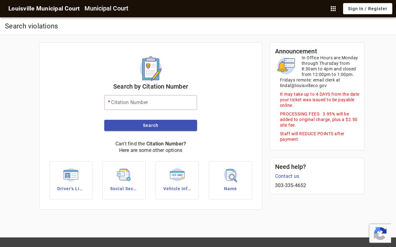 Louisville warrant search citation and name fields