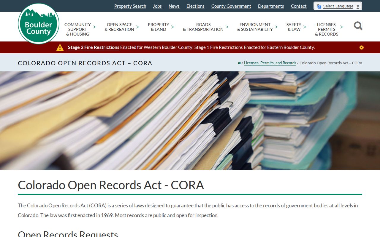 Boulder County warrant records public access instructions